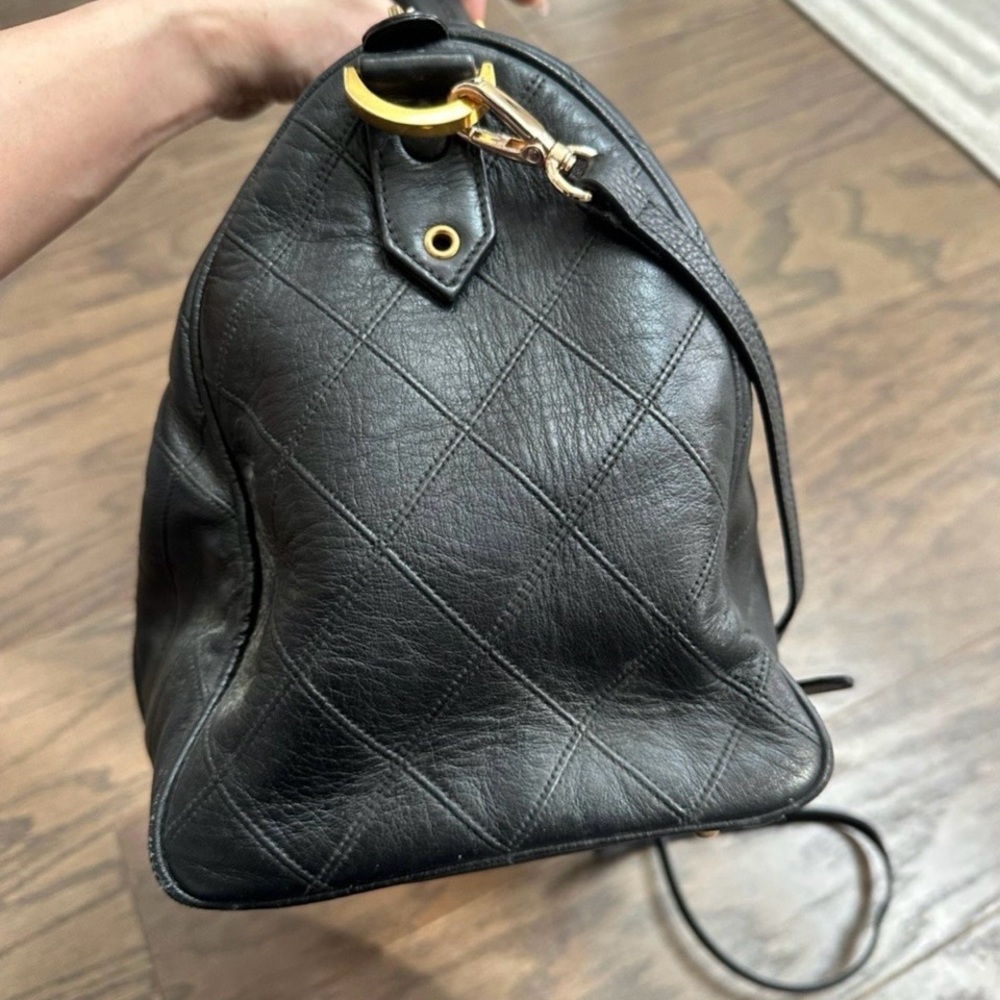 Chanel Black Leather Satchel with Gold Accents - Picture 8 of 12